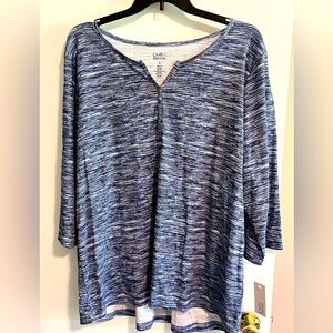 Croft & Barrow.  Blue and white Henley style top